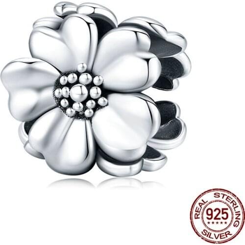 Original woman jewelry cherry blossom charm flower beads fit bangle bracelet making fashion 925 sterling silver charms DIY gift