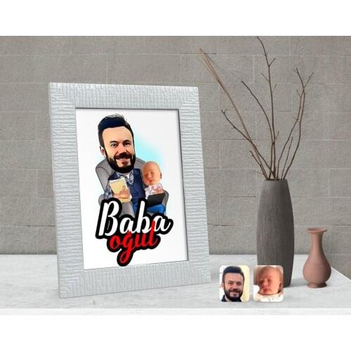 Personalized Father Son Caricature Of Decorative Çerçeve-4
