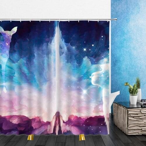 Simplicity Shower Personality Fashion Dream Color Abstract 3D Print Bathroom Home Decor Waterproof Polyester Cloth Curtain Set