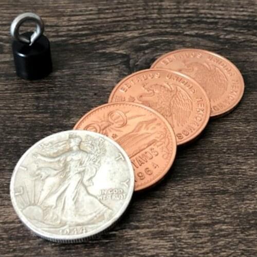 Deluxe Superior Scotch And Soda (Double Locking, Mexican Coin & Walking Liberty Half Dollar) By Oliver Coin Magic Tricks Props