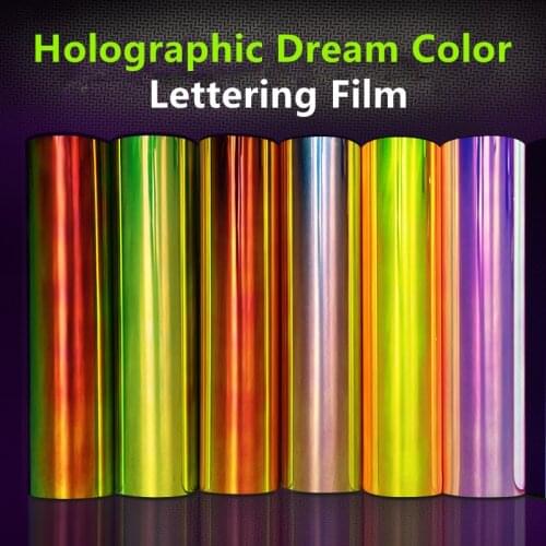 7 Colors HTV Self-adhesive Holographic Advertising Film Logo Instant Sticker Lettering Film Metallized Heat Transfer Vinyl Foil