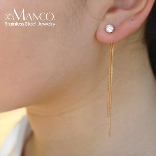 Fashion Dangle Hanging Rhinestone Long Drop Earrings Ear line For Women simple Snake chain Tassel Jewelry brinco bijoux