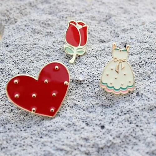 Timlee X012 Free shipping Cute Rose Flower Heart Dress Brooch Pins,Fashion Jewelry Wholesale