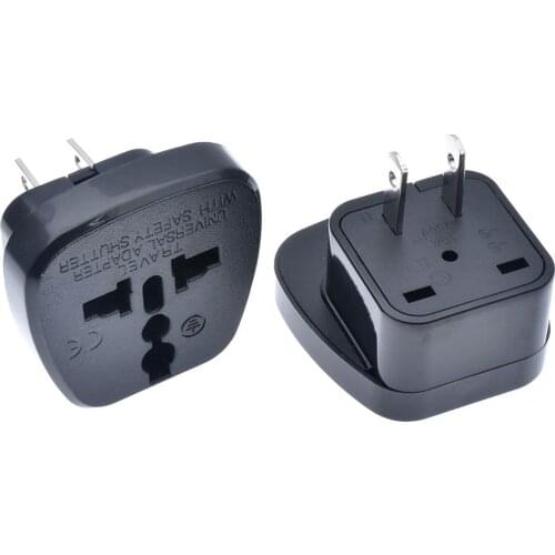 Top Quality Top Sell with safe gate AU UK EU to US AC Power Plug Travel Converter Adapter black Adaptor Connector,2pc
