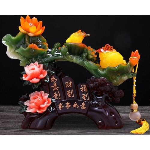 WSHYUFEI Everything goes well Resin Decoration Lucky Fortune Home Office Decoration Tabletop Ornaments Housewarming gifts
