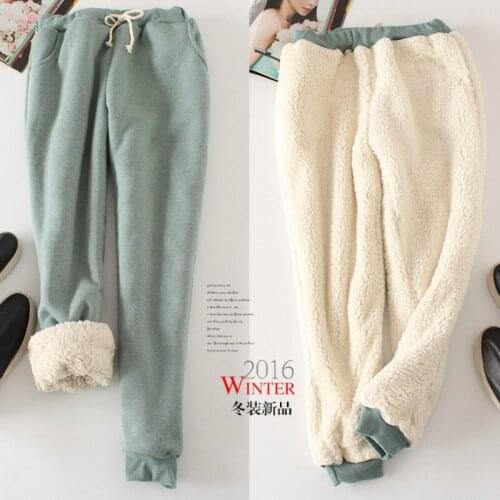 2021 Nen Women Casual Velvet Pants Winter Lady Thick Wool Pants Women Clothing Lace-up Long Trousers comfortable