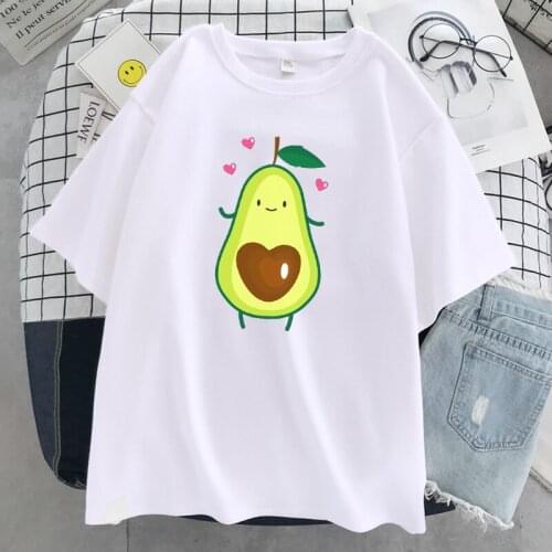 Woman Tops Fashion Oversize Womens T Shirts Happy Avocado Cute Gril Print Women Clothing Harajuku Sweat Loose T Shirt