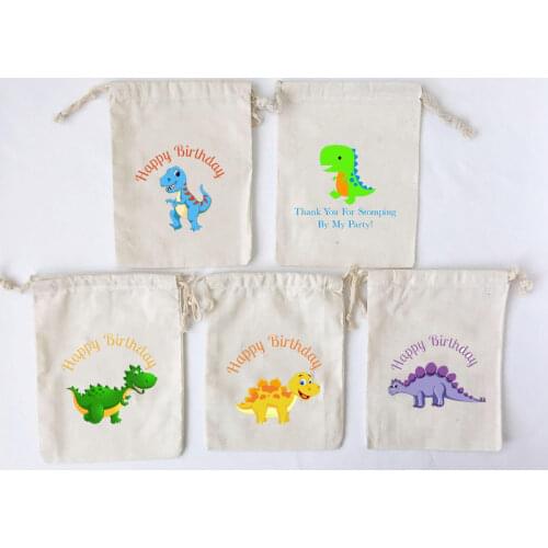 5pcs candy gift bags Kid boy girl Dinosaur Dino T-rex Theme 1st 2nd 3rd 4th 5th 6th Birthday Party Baby Shower Decoration favor