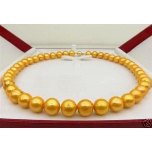 AA 9-10MM 14KGP SOUTH SEA GOLDEN PEARL NECKLACE 18"