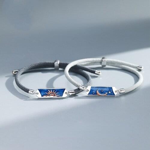 Lovers Bracelets for Men and Women, Niche Design, Braided Hand Rope, Love Anniversary, Sun, Moon, and Stars Bracelets