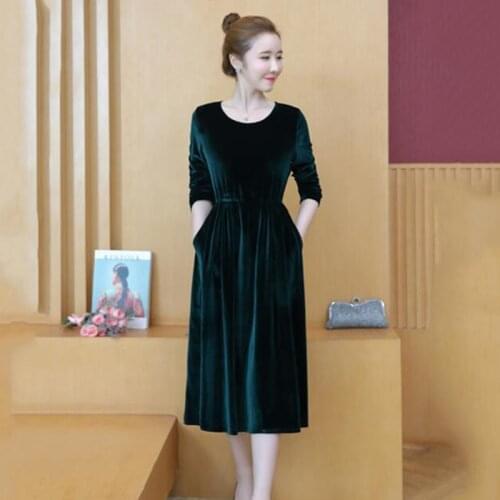 Brand 2020 Russian women Elegant luxury velour party dress,M-7XL plus size Autunm and Winter long sleeve velvet dress Vestidos