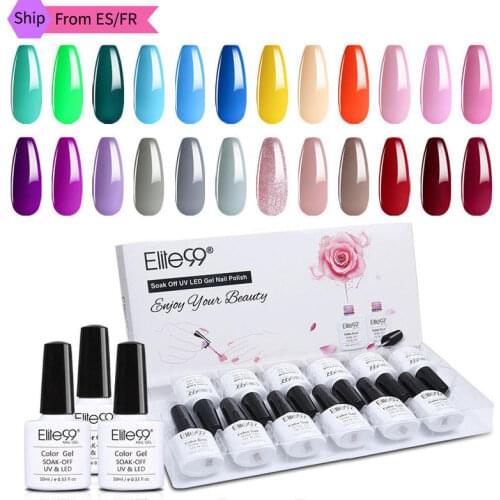 Ship From ES/FR Elite99 24 Pcs/kit Gel Nail Polish Set 10ml Macaron Candy Nails Gel Vernis Semi-permanent Nail Art Manicure Set