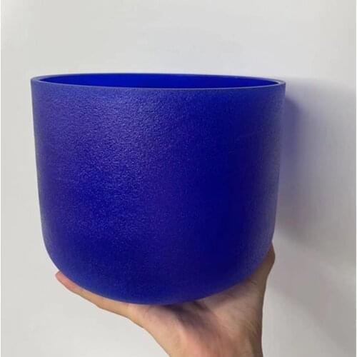 Double-Side Colored 8"G Throat Chakra Frosted Quartz Crystal Singing Bowl