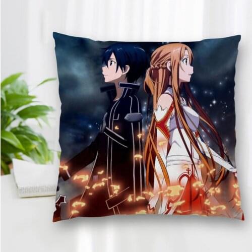 Custom Double Sided Square Pillow Case Sword Art Online Cushion Covers For Home Sofa Chair Decorative Pillowcases With Zipper