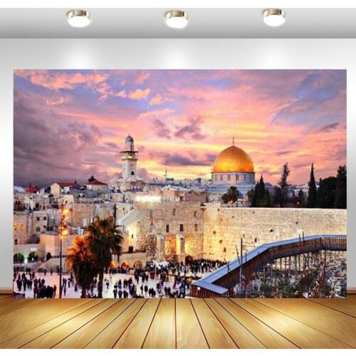 Jerusalem City Photography Backdrop Temple Sunset The Rock Cityscape Birthday Party Background Photo Booths Studio Props Banner