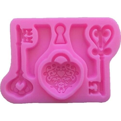 Molding Soap Molds Ancient Loving Key and Lock Modeling Silicone Designer DIY Polymer Fondant Cake Mold