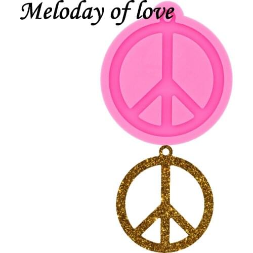 Glossy Peace Symbol Sign Keychain Epoxy Resin Molds Jewelry Making Custom Silicone Mould DY0330