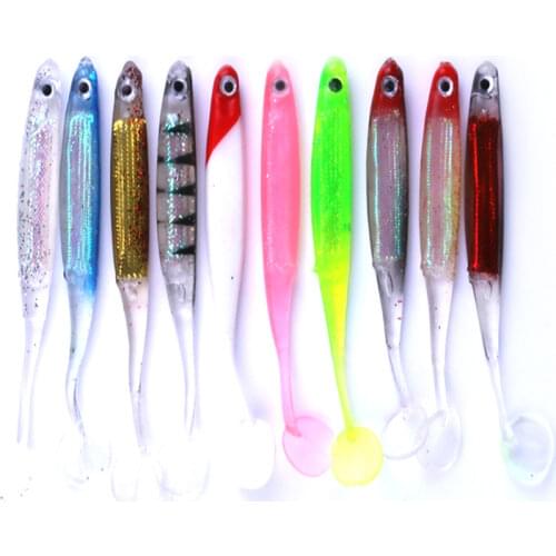 10pcs/lot Pesca Artificial Fishing Lure 10cm/5g Soft Lure Japan Shad Worm Swimbait Jig Head Fly Fishing Silicon Rubber Fish