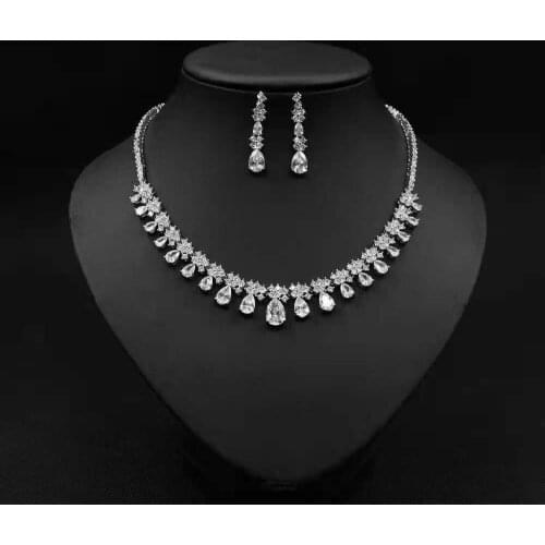 Funmode Classic Water Drop Colorful CZ Jewelry Sets Bridal Dubai Full Jewelry Set For Women Wedding Party Accessories FS206