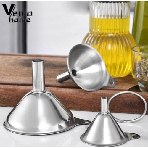 3Pcs Mini Funnel Stainless Steel Cone Funnel Pour Oil Wine Liquid Hopper Spices Wine Flask Filter Funnels Small Mouth Funnels