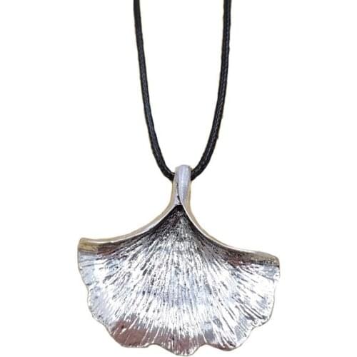 Ginkgo Leaf Pendant Retro Long Necklace Plant Literary National Style Concise Adjustable Waxed Rope Women Men Gift AH015-016