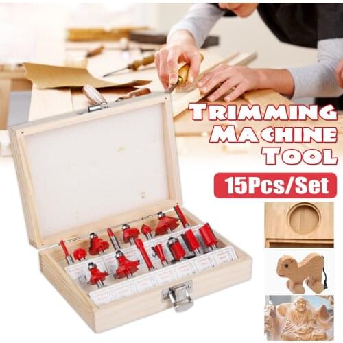 LOMVUM 15pcs Woodworking Milling Cutters Shank Carbide Router Bit For Wood Cutter Engraving Cutting Router Bit Carpentry Tools