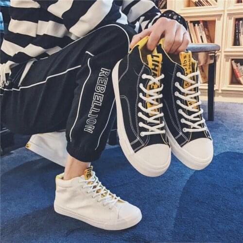 Fashionable Youth Mens Shoes Casual Unisex White Sneakers Breathable Walking Canvas Shoes Men Lace Up Flats O5-04