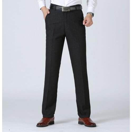 2022 Mens Autumn and Winter Thick Loose Straight Trousers Business All-Match Solid Color Trousers