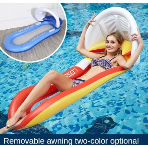 Inflatable Sun Lounger with Net Giant Swimming Floating water Bed Adult Leisure Water Bed Swimming Ring Pool Lounge Float