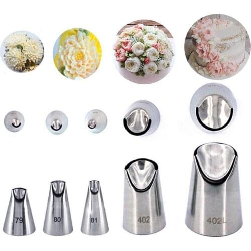 5pc/set Decorating Mouth Cream Cupcake Decorating Tip Mouth Chrysanthemum Tool Cake Piping Nozzles Icing Pastry Steel F0J6