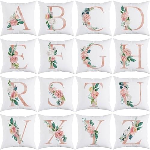 Geometric letters, flowers, pillowcase, cushion cover, cushion cover, pillowcase, home decoration cover, customizable