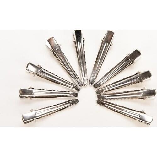 New 50Pcs 35mm Flat Metal Single Prong Alligator Hair Clip For Hair Hairpins Barrette Bow Diy Clips Base For Women Girls