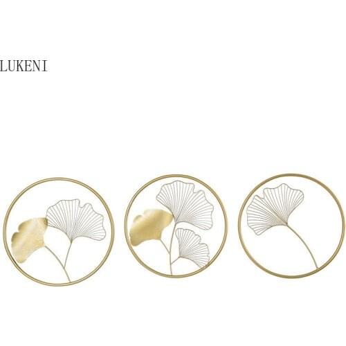 New Chinese Wrought Iron Ginkgo Leaf Wall Decoration Living Room Porch Sofa Background Wall Decoration Cafe Wall Pendant