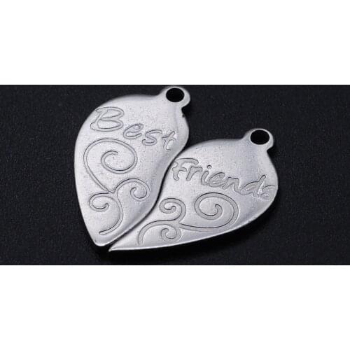 5pcs/lot 100% Stainless Steel Best Friend DIY Charm Pendant Wholesale Jewelry Making Charms Accept OEM Order Never Tarnish
