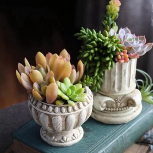 Succulent Planting Cement Flower Pot Mold Roman Column Design Concrete Pot Mould Diy candle Jar Plaster Mould