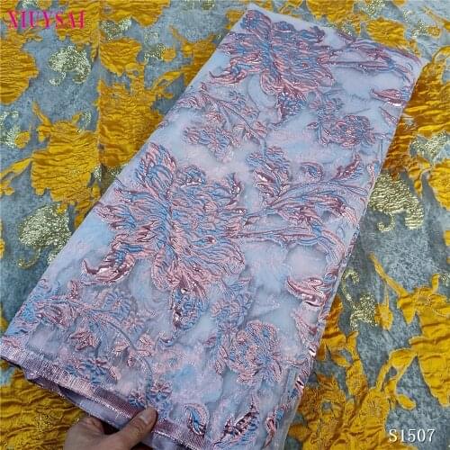 Pink Brocade Jacquard Lace Fabric 2021 Latest French Lace Fabric High Quality African Nigeria Lace Fabric For Party Dress SL1507
