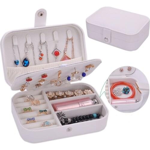 Jewelry Box Jewelry Organizer Display Travel Jewelry Case Boxes Portable Button Leather Storage Zipper Jewelers