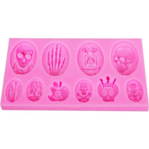 Silicone Mold Halloween Skull Ghost Design Liquid Silicone Fondant Cake Chocolate Mold Cake Decorating Tools Random Color