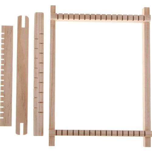 Wood Knitting Weaving Looms with Shuttle Creative DIY Weaving Art 8.7 x 6.1 x 1.1inch for Kids, Beginners and Experts