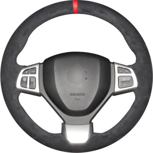 Top Leather Steering Wheel Hand-stitch on Wrap Cover For Suzuki Swift 2014-2016