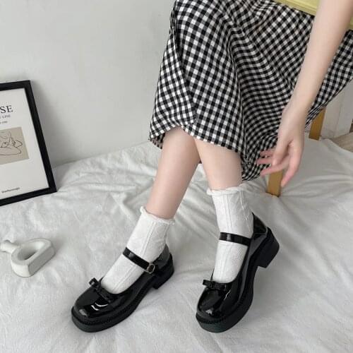 New Cute Ladies Lolita Shoes Japanese Style Skirt With Small Ladies Leather Shoes Mary Jane PU Leather Shoes