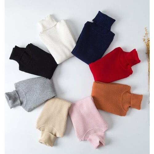 Kids Boys Girls Long Sleeve Knit Turtleneck Sweater Children Clothing Autumn Winter Baby Kids Top Boys Girls Pullover Sweaters