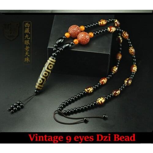 Vintage Tibetan Dzi Bead Pendant 9 eyes Dzi Amulet red agate Hanging Talisman Necklace Lucky Bless