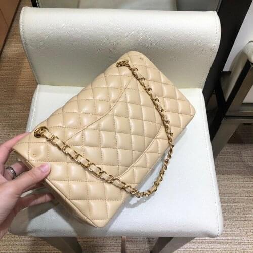Luxury designer women classic flap diamond lattice chain strap shoulder bag handbag lambskin leather Europe brand top quality