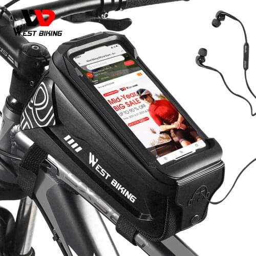 WEST BIKING Bicycle Bag 6.0-7.2 Inch Phone Bag Waterproof Front Frame Cycling Bag Sensitive Touch Screen MTB Road Bike Bag