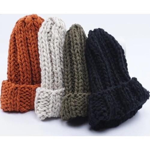 New Arrival Stylish Autumn Winter Warm Women Braided Crochet Wool Knitted Beanie Beret Ski Ball Cap Baggy Solid Hat Skullies