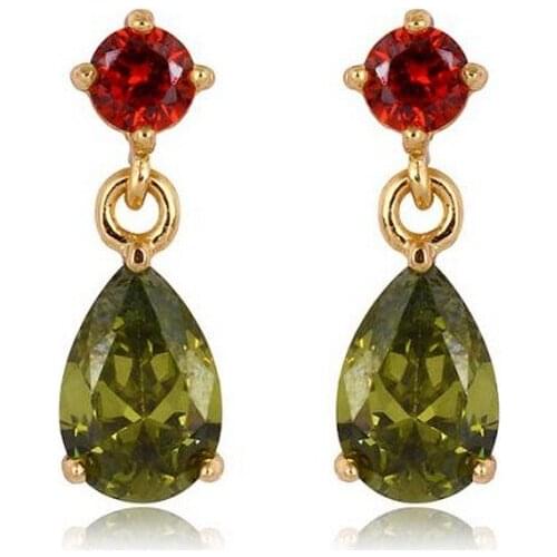 MxGxFam Elegant Drop Water Earrings for Women 18 Gold Color Color Stone to Party