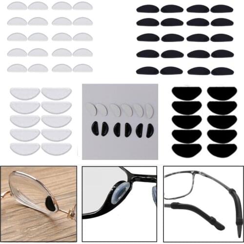 10pair/lot D-shaped Frame Glasses Flat Bridge Of Nose Unisex Silicone Non-recyclable Non Slip Nose Pad Glasses Accessories