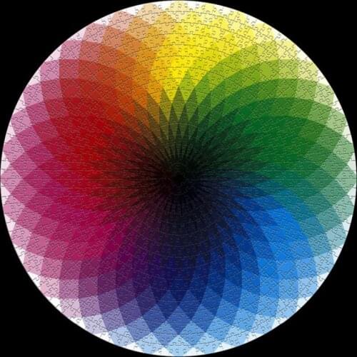 1000 Pcs/set Colorful Rainbow Round Geometrical Photopuzzle Adult Kids DIY Educational Toy Jigsaw Puzzle Paper