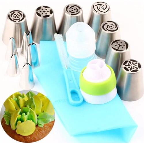 16 Pcs Stainless Steel Tulip Pastry Russian Tips Leaves Piping Icing Nozzles Fondant Cake Decorating Kitchen Baking Pastry Tool